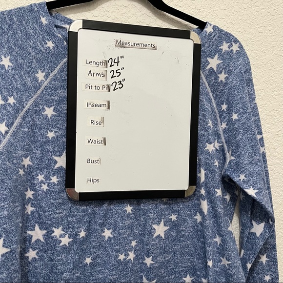 Kensie Blue White Star Print Pajama Top Shirt Long Sleeves Womens Size L - Picture 7 of 11